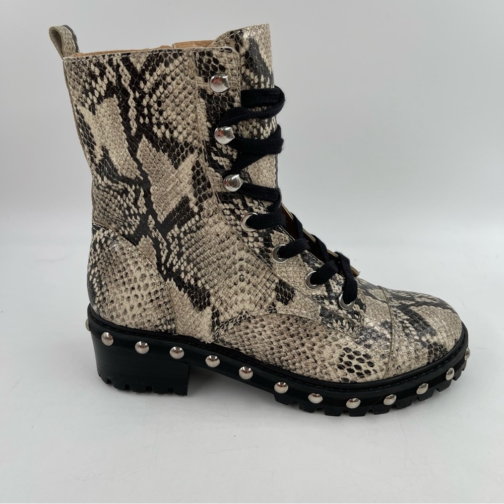Shutz Snakeskin Combat Boots with Studded Sole